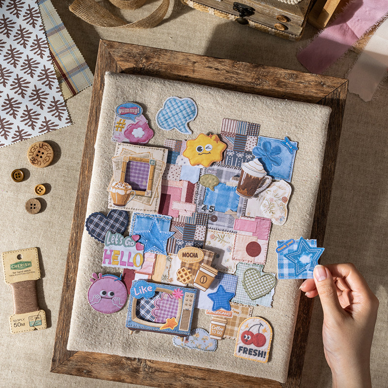 缝纫日记刺绣手工质感硬卡贴纸复古模切复刻手账拼贴素材装饰贴画,文具电教/文化用品/商务用品,贴纸/立体贴纸,淘宝优惠券,粉丝福利购,淘宝优惠卷