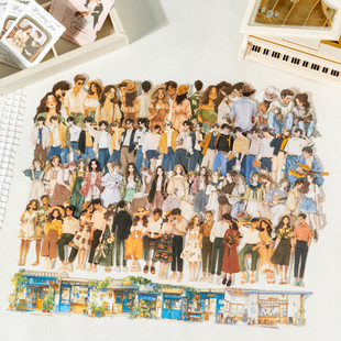 恋爱指南人物造景手帐套装手账贴纸ins风装饰文艺百搭模切贴画diy