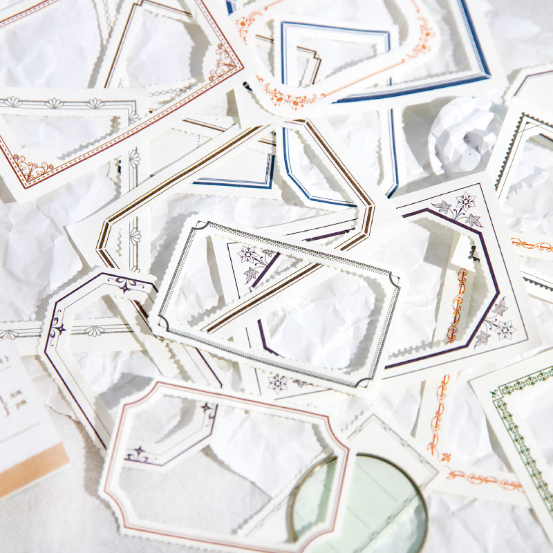 복고풍 서사 시 찢을 수 있는 메모 중공 테두리 스타일 사진 앨범 핸드북 일기 장식 배경 기본 자료