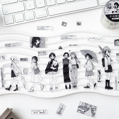 褪色日记本PET黑白胶带