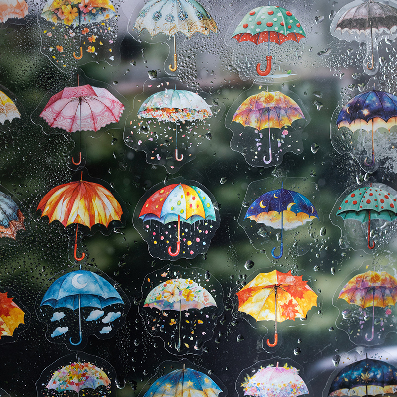 把雨伞握在手里PET贴纸