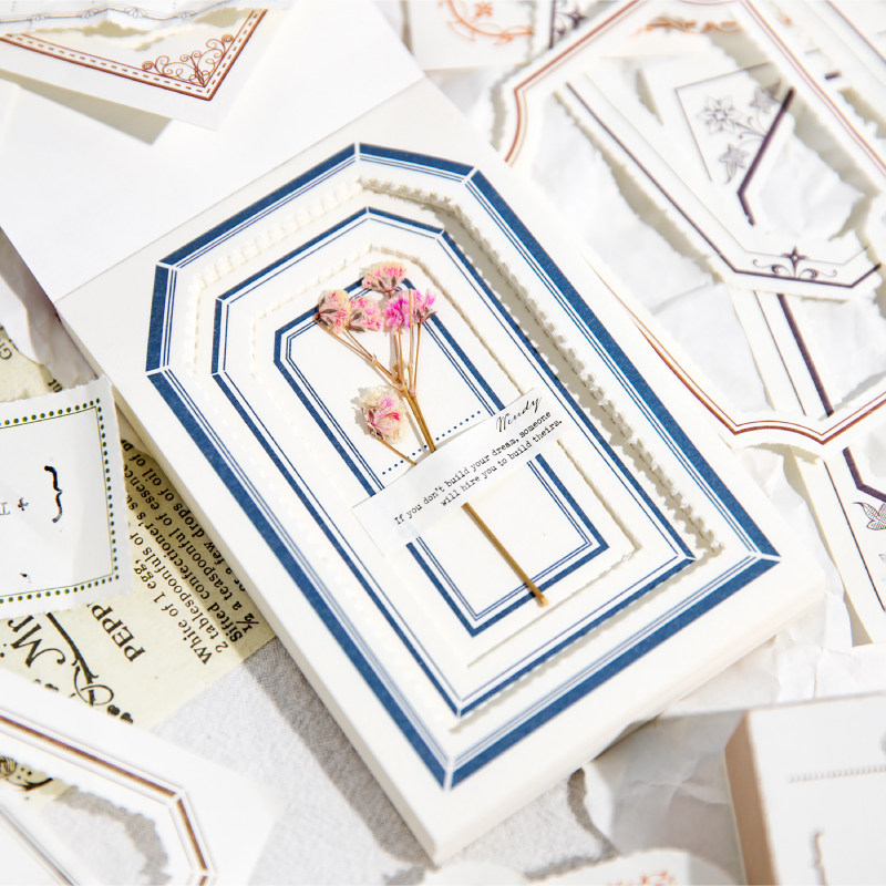 복고풍 서사 시 찢을 수 있는 메모 중공 테두리 스타일 사진 앨범 핸드북 일기 장식 배경 기본 자료