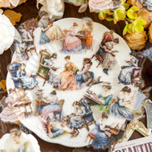 从画中走来PET手帐贴纸复古欧式 人物贴画自粘贴纸手账装 饰小图案