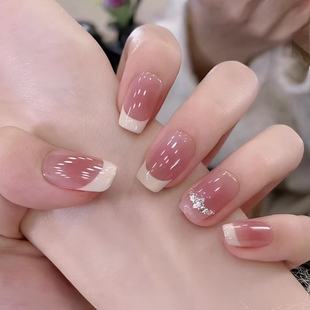 溜边法式 纯手工穿戴甲新款 千金贵气氛围感显白美甲 白法兰西