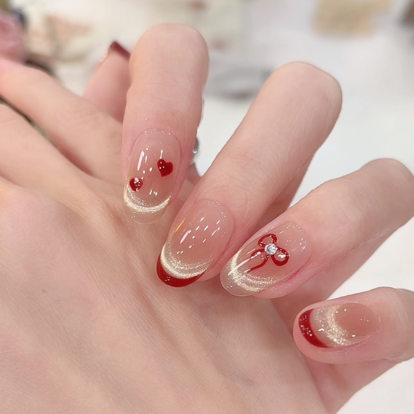 【红心法式】纯手工穿戴甲2026秋冬新款法式显白高级感蝴蝶结甲片,彩妆/香水/美妆工具,穿戴甲/甲片,淘宝优惠券,粉丝福利购,淘宝优惠卷