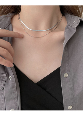 925纯银女款项链素链蛇骨链简约小众设计感锁骨链2025新款配饰男