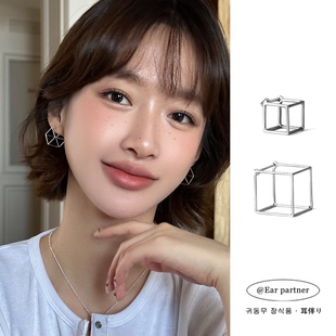 方形几何耳环2025新款爆款耳扣独特耳圈小众设计气质高级感耳饰女
