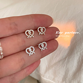 满钻碱水结锆石耳钉女养耳洞耳环轻奢高级感纯银针气质精致耳饰