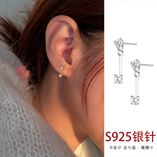 925银针耳钉女小众设计