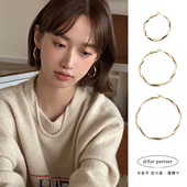 莫比乌斯耳环圈圈独特耳钉高级感轻奢大耳圈纯银针圆圈银色耳饰女