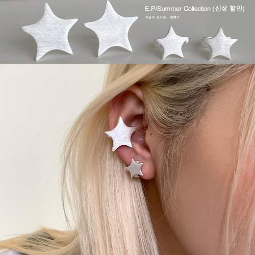 银色立体星星耳夹女无耳洞新款爆款五角星形耳饰简约气质款耳骨夹