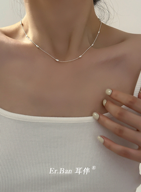 纯银项链米粒圆珠轻奢小众设计2025新款爆款高级感精致锁骨链颈链