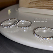 冰块纯银戒指女冷淡风小众设计高级感超闪锆石开口食指戒指可调节