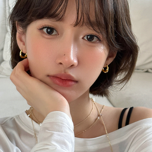 高级感耳圈气质耳扣耳饰女 爆款 925银针法式 轻奢扭曲耳环2025新款