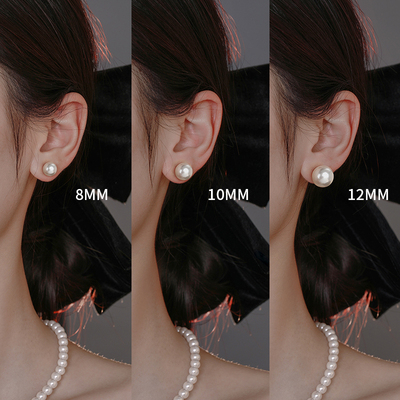 999纯银施家珍珠耳钉女养耳洞2025新款爆款高级感大珍珠耳环耳饰