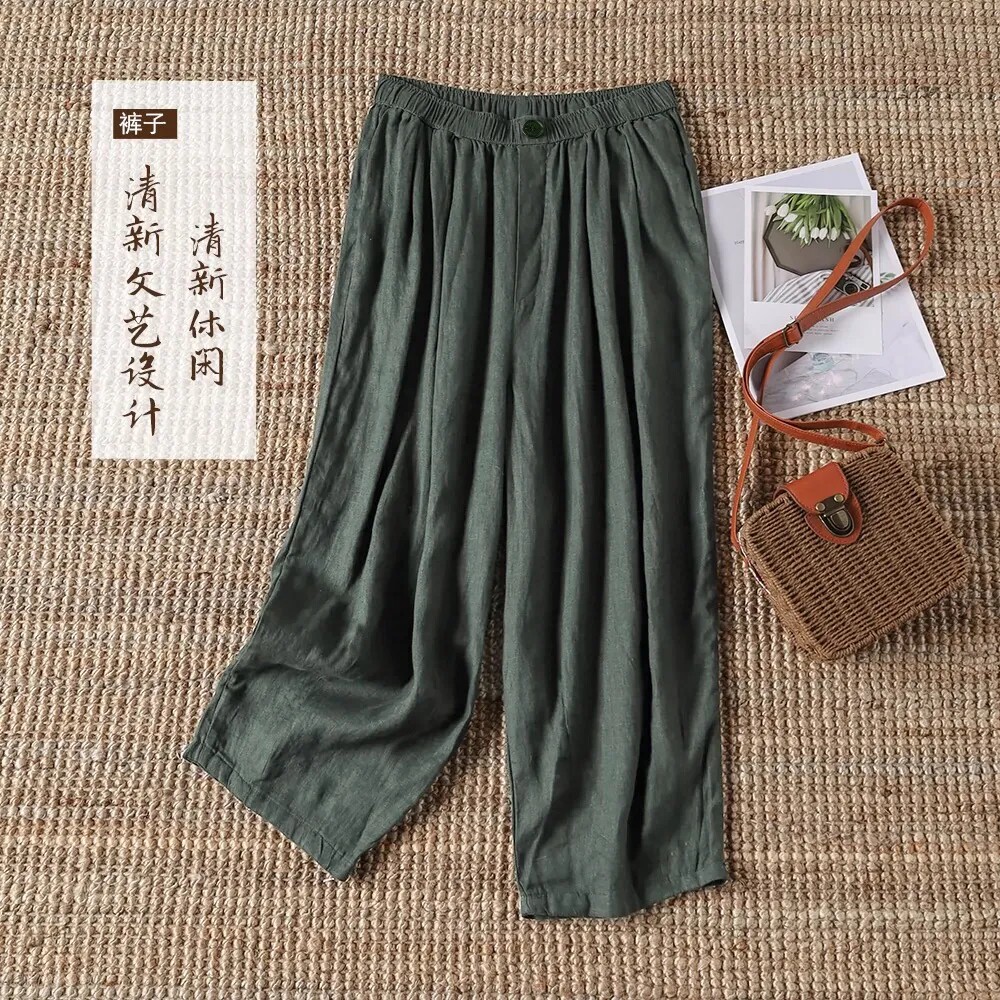 阔腿直筒裤女夏季薄款2026年新款宽松高腰休闲裤棉麻复古拖地长裤