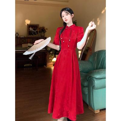 曼曼子 敬酒服新娘小个子红色旗袍订婚礼服裙女回门连衣裙夏季