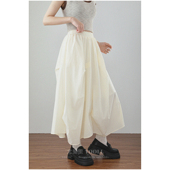 不规则褶皱A字半身裙2026春夏新款 杏色高腰显瘦宽松简约百搭长裙