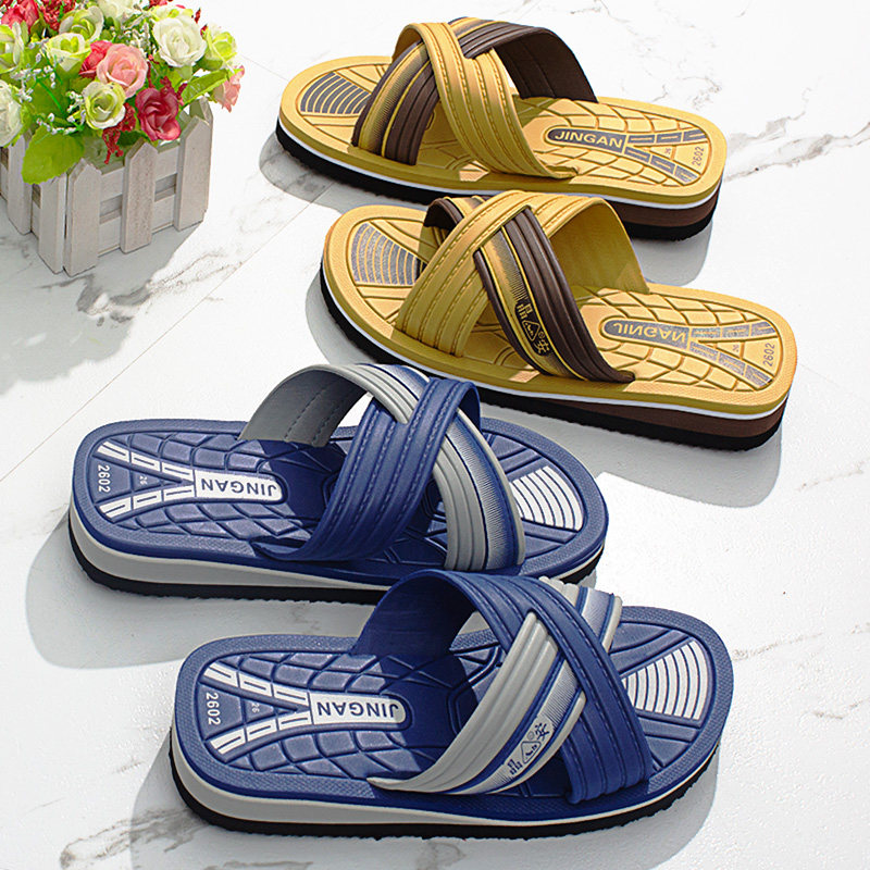 晶安拖鞋男士泡沫一字拖轻便厚底