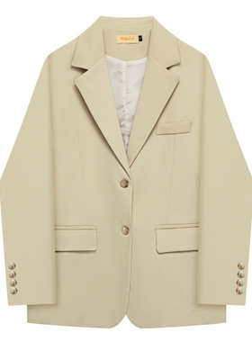 黄色高级感春秋女士小西装外套韩版宽西宽松西服上衣休闲显瘦外套