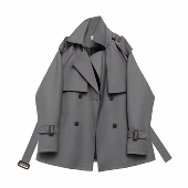 灰色短款 英伦风衣外套女2025新款 小个子巨好看正流行质感大衣外套