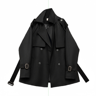 韩版高级感风衣外套女 2025春秋款英伦风小个子收腰 气质短款大衣