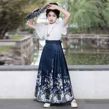 2025新款女童马面裙套装儿童汉服国风新中式明制唐装印花长裙夏款