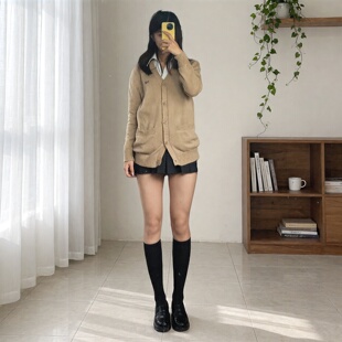 梅子堂日本校服 V领毛衣开驼色浅米黄杏黄软妹爱制服JKDK多色选