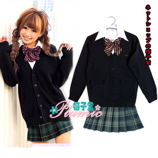 百褶裙 清货 衬衫 开衫 领花四件套 梅子堂日本JK制服校服套装