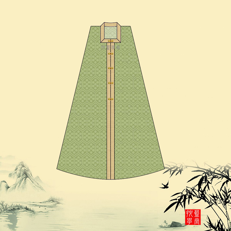 方领长比甲纸样裁剪1：1图纸样板