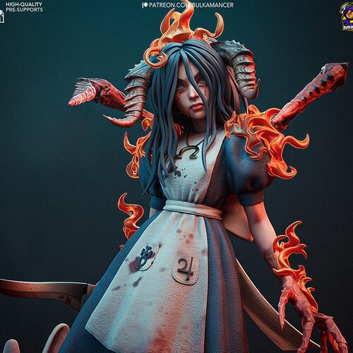 爱丽丝Alice爱丽丝梦游魔境3d打印模型stl图纸文件素材高精度
