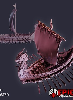 北欧风格维京战船‌长船渡厄号3D打印模型STL文件素材高精度分体