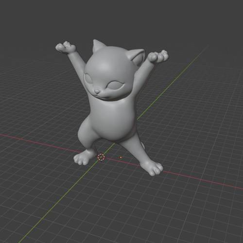 站立猫咪3D打印模型STL文件素材高精度整体