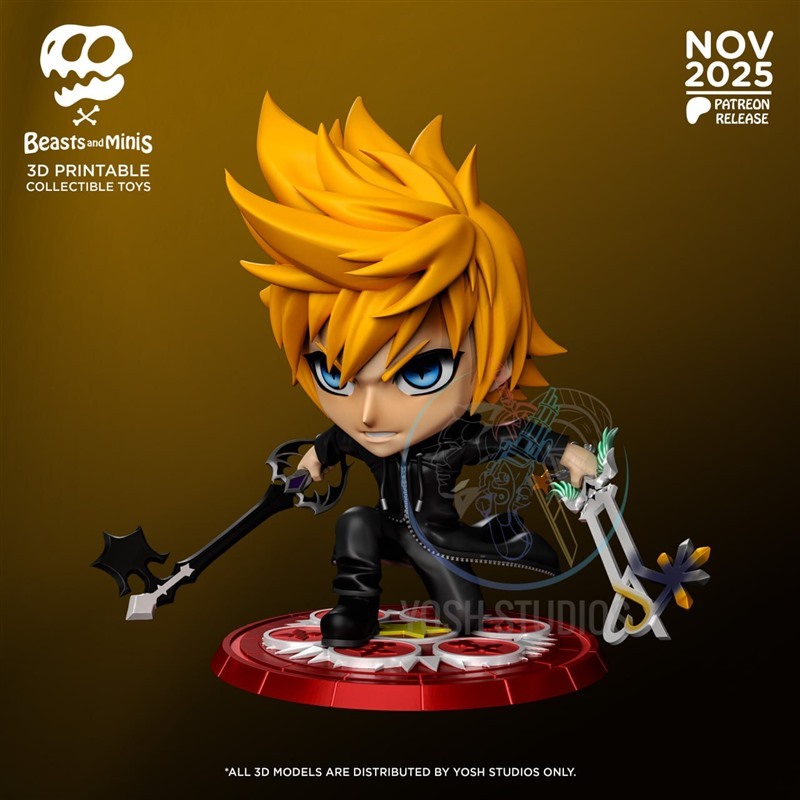 王国之心罗克萨斯迷你Q版3D打印模型STL文件素材高精度图纸