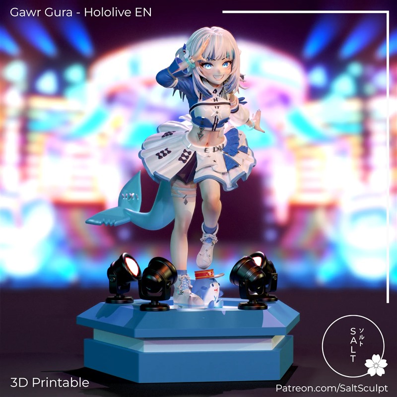 虚拟主播鲨鱼少女噶呜古拉3D打印模型STL文件素材高精度