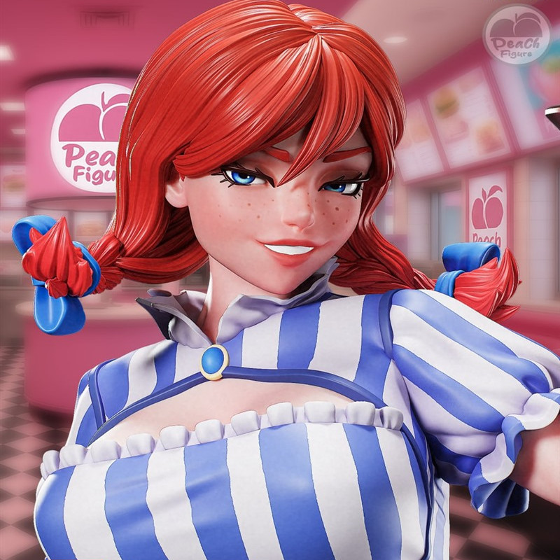 汉堡温蒂快餐服务员3D打印模型STL文件素材高精度