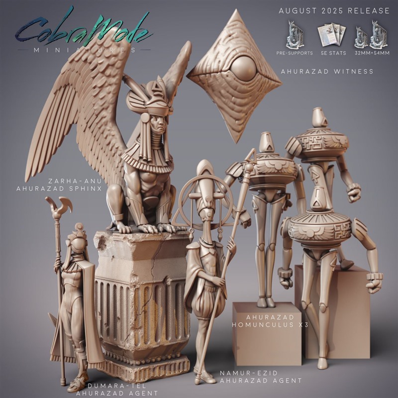 古埃及阿胡拉扎狮身人和地形组件棋子3D打印模型STL文件桌游战棋