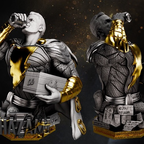 DC沙赞黄色闪电半身胸像3D打印模型STL文件素材高精度