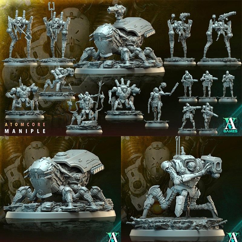 原子核心小队科幻风的机甲小队3D打印模型STL文件素材桌游战棋