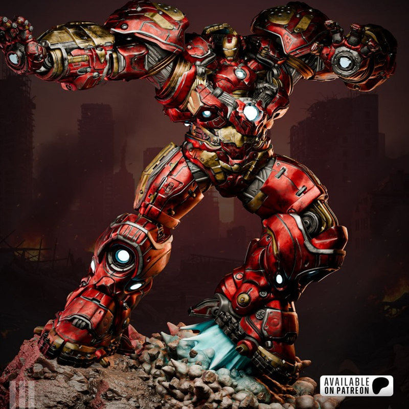 反浩克装甲全身雕像半身胸像3D打印模型STL文件素材高精度