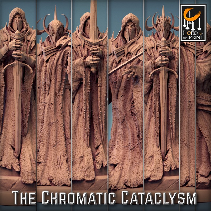 龙与地下城炫彩灾变五色龙3D打印模型STL文件素材高精度桌游战旗