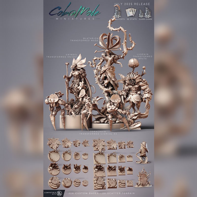 眼镜蛇54号地形植物模型套装棋子3D打印模型STL文件素材桌游战棋