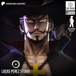 航海王七武海鹰眼乔拉可尔·米霍半身像3D打印模型STL文件素材