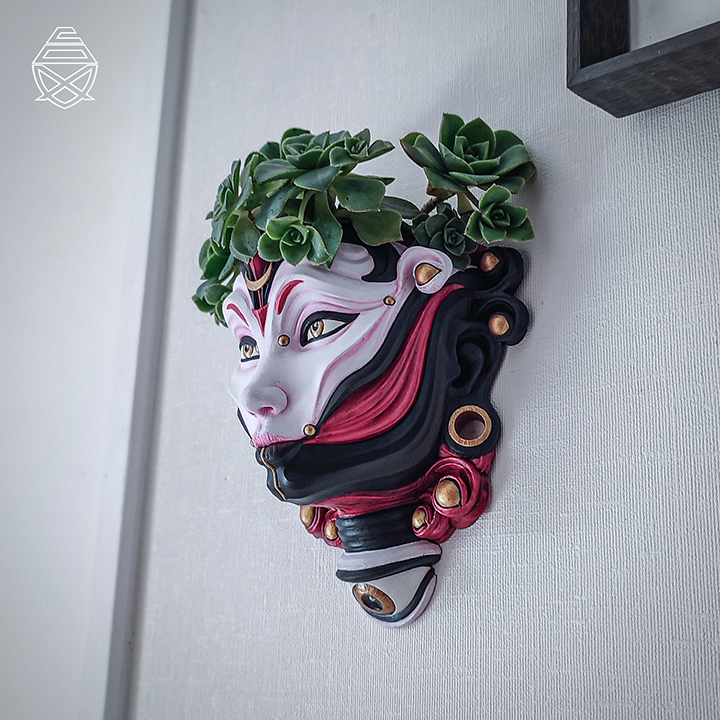 月亮神壁挂花盆装饰性STL文件素材高精度3D打印模型