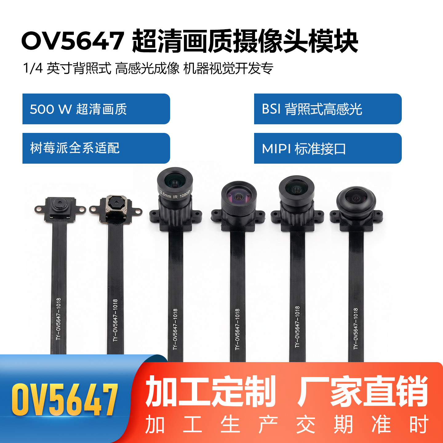 500万像素树莓派 OV5647摄像头模块多角度模组CanMV K230嘉楠 - 实物图