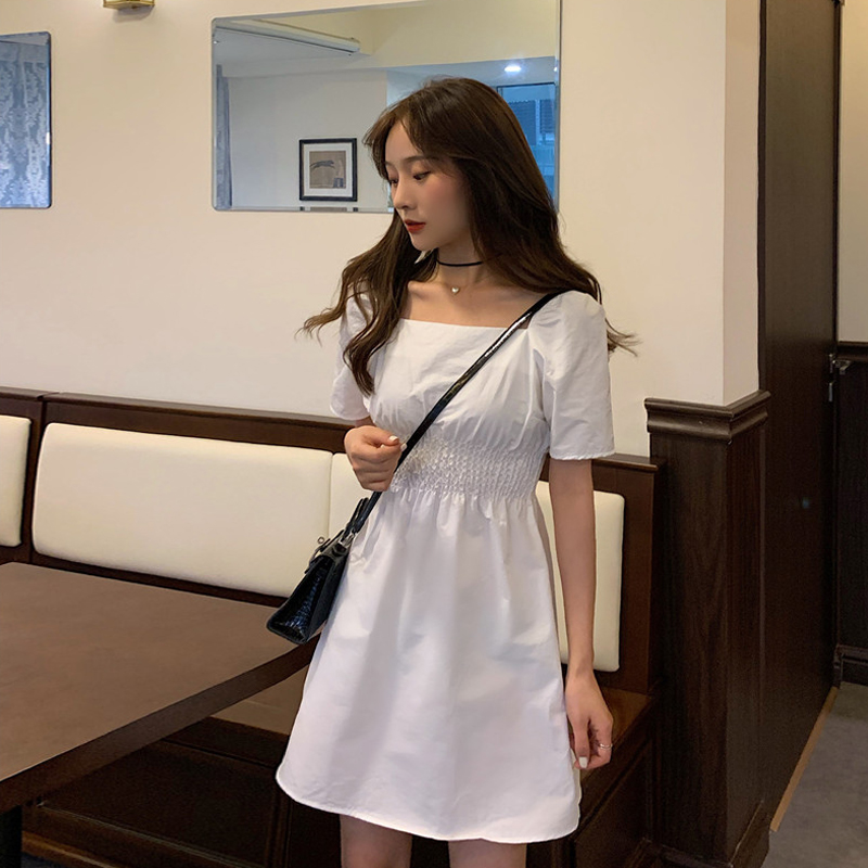 French small popular white skirt summer new Korean elegant style show thin air dress
