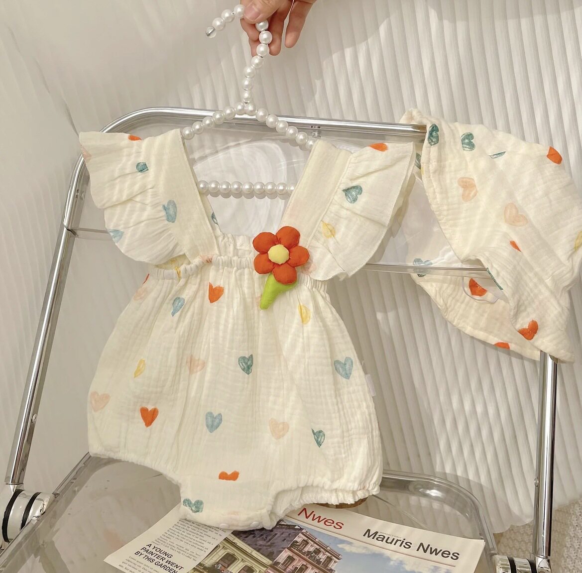 BABY CLOTHES SUMMER CLOTHES NEWBORN BABY GIRL BAG FART CLOTHES PRINCESS FULL MOON HUNDRED DAYS HA CLOTHES SUMMER THIN COTTON