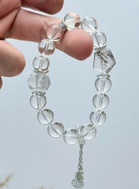 天然白水晶手链女款单圈时尚饰品礼物送女友闺蜜生日礼物