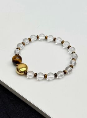 天然白水晶手链女款单圈手串饰品礼物送女友闺蜜