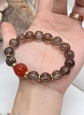 天然茶水晶手链女款单圈时尚饰品礼物送女友闺蜜生日礼物